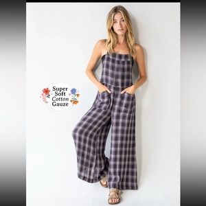 Natural Life Dakota Overalls - Grey Plaid